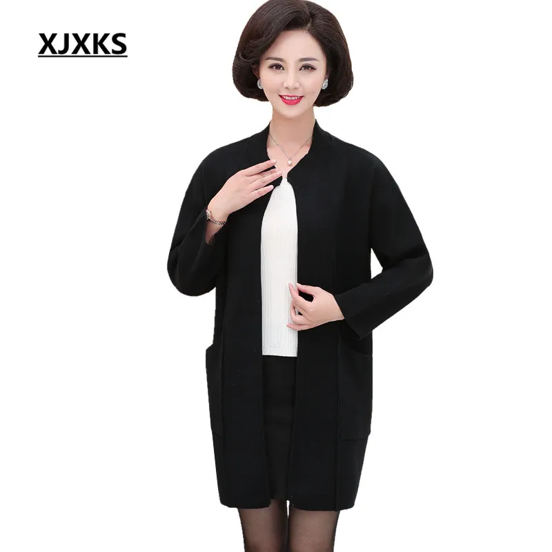 

XJXKS Long Coat Cashmere Cardigan Plus Size Sweater For Women Oversized Sweaters Warm Knitted Plus Size Cardigan Coats