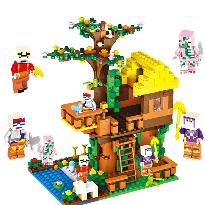 

445PCS my world jungle tree house building blocks legoingy Minecrafted tree house Figure 8 IN 1 brick children's toys Christmas