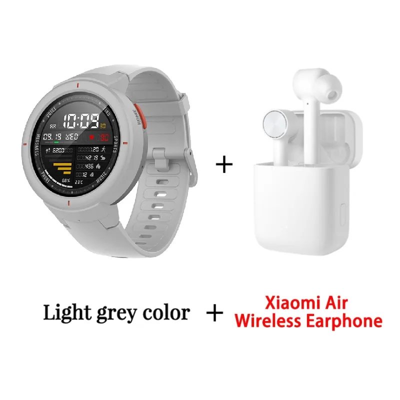 Huami Amazfit Verge спортивные Смарт-часы 3 gps водонепроницаемый Bluetooth воспроизведение музыки вызов ответ сообщение Push пульсометр - Цвет: white add earphone