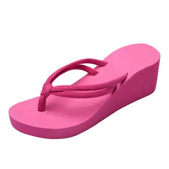 

Fashion Women Solid Color Beach Flip-Flops Casual Non-slip Platform Shoes High-Heeled Wedge With Thick-Legged Sandals #1216