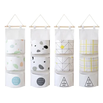 

Household Door Wardrobe Hanging Storage Organizer Cute Three Pocket Hanging Storage Bag For Home Storage Organization