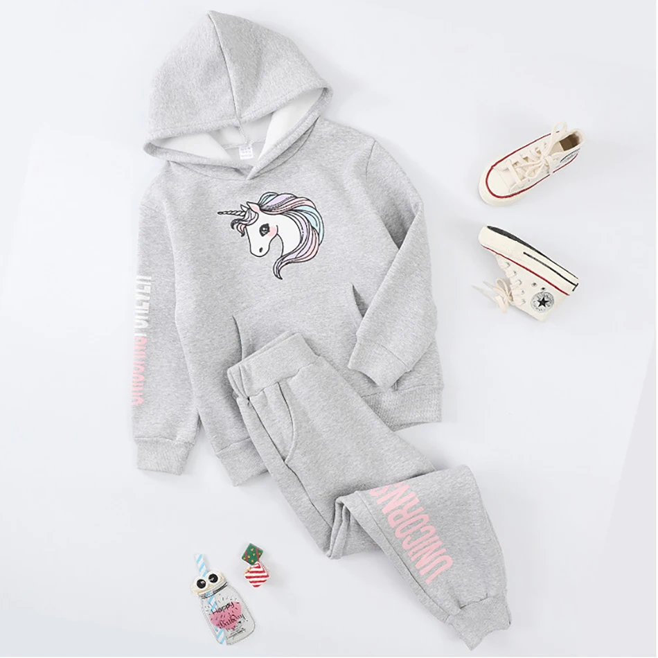 

Baby Boys Girls Unicorn Sport Clothing Set Boy Sets Hoody Sweatershirt Pants Toddler Kids Clothes Children Causal Thin Tracksuit