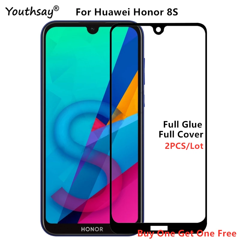 Защитное стекло для экрана Huawei Honor 8S 2 шт. полное покрытие клеем Защитная пленка