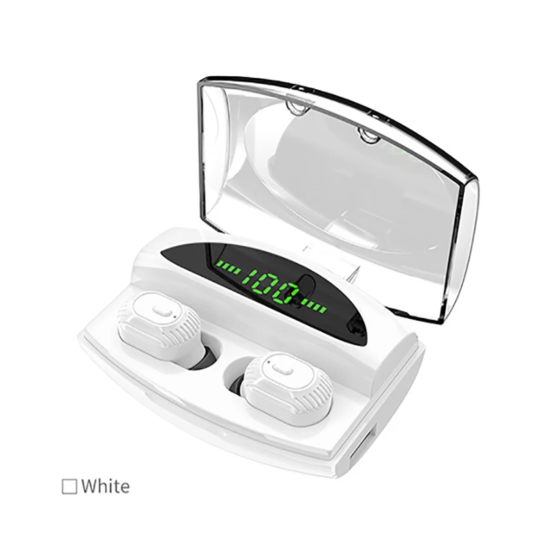 TWS Bluetooth наушники светодиодный дисплей стерео 3500 мАч мощная беспроводная гарнитура водонепроницаемые спортивные музыкальные наушники с микрофоном для телефона - Цвет: White