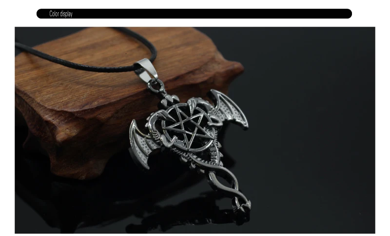 Аниме стимпанк ожерелья для костюма черного дьякона для мужчин и мальчиков пентаграмма Птерозавр серебряные курошицуджи крутые Ювелирные изделия Подарки