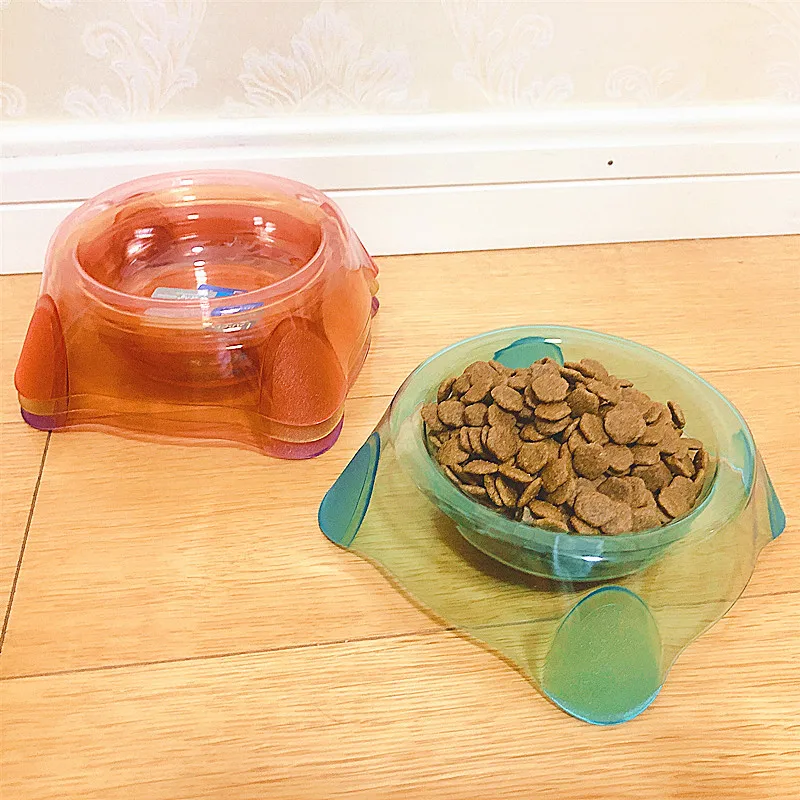 2019 New Candy Color Transparent plastic Single Bowl Dog Food Bowl Cat