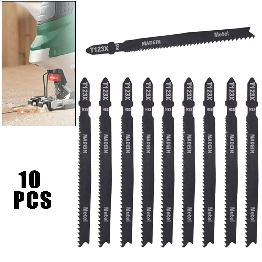 10Pcs HCS Jig Saw Blades 4 Inch T-shank T123 Jigsaw Blade For Tube Wood Metal Aluminium Cutting Tools