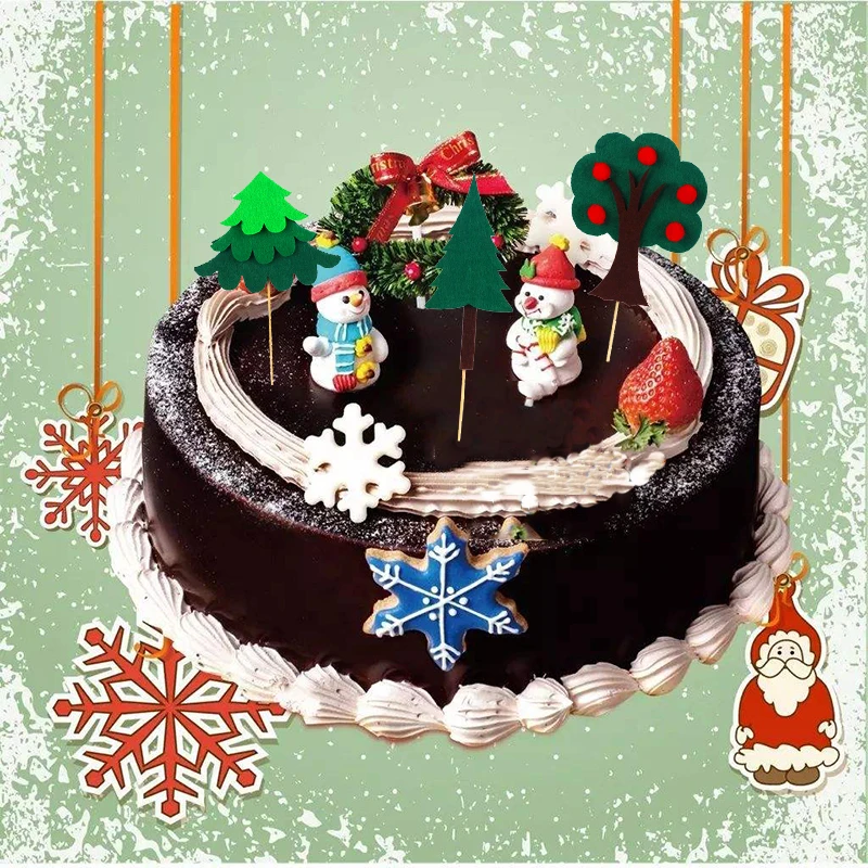 

1/3pcs Christmas Tree Cake Toppers Natal Merry Christmas Decorations for Home Noel Kerst Green Tree Cupcake Cake Topper Navidad