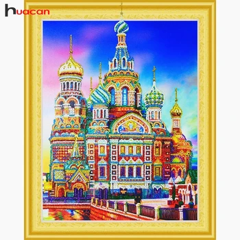 

Huacan 5D Diamond Painting Special Shape Landscape Moscow Diamond Embroidery Sale Castle Pictures Rhinestones Full Kit 40x50cm