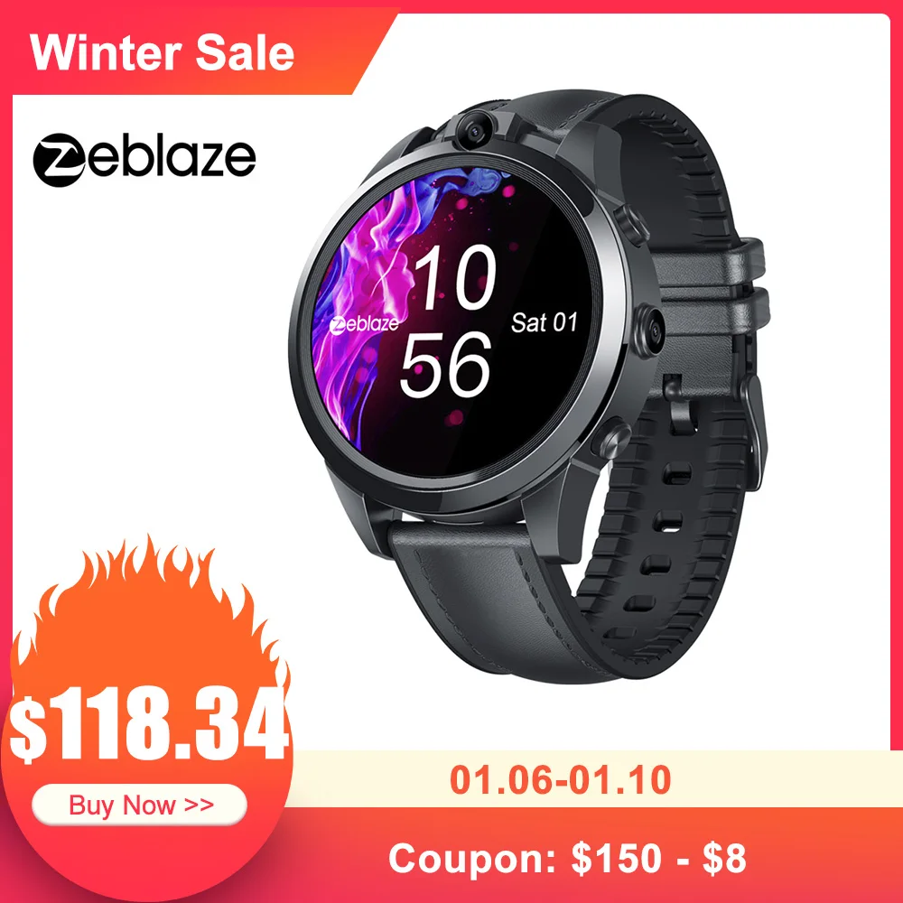 Zeblaze THOR 5 Pro Smart Watch1.6 inch 3GB + 32GB Dual Camera 800mAh GPS Smartwatch Hybrid Leather Straps for IOS & Android