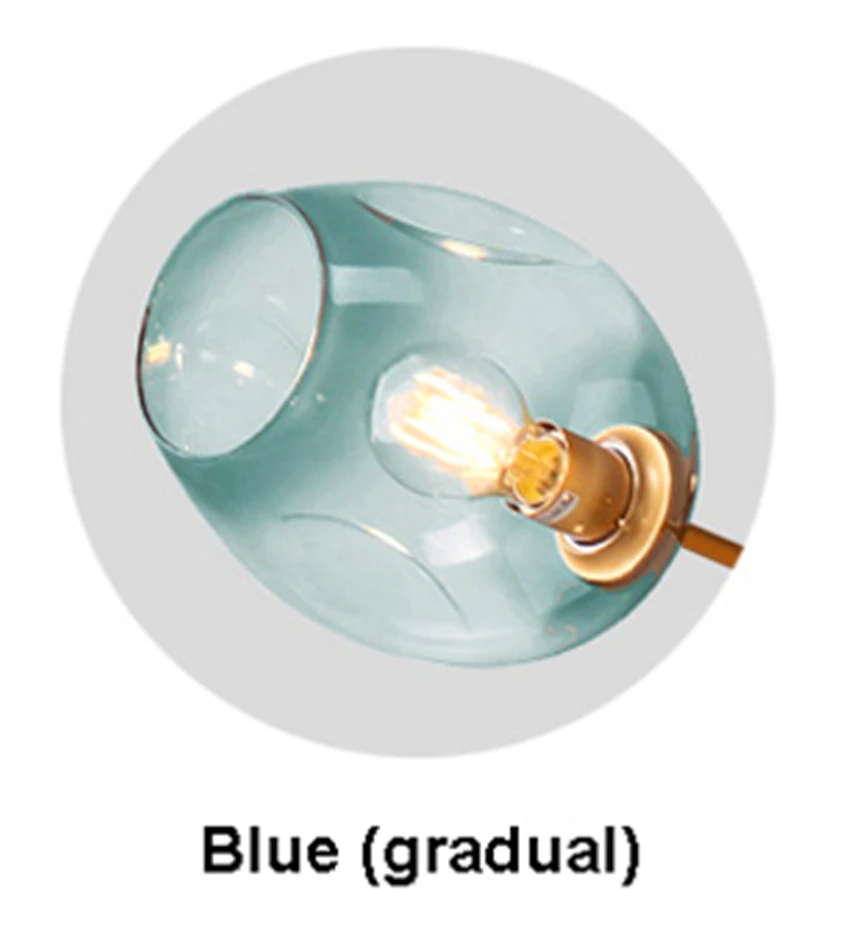 Современный светодиодный подвесной стеклянный светильник, подвесной светильник, столовая кровать, спальня, шар, черный/золотой, подвесные светильники, Кухонные светильники, светильник - Цвет абажура: Gradual blue