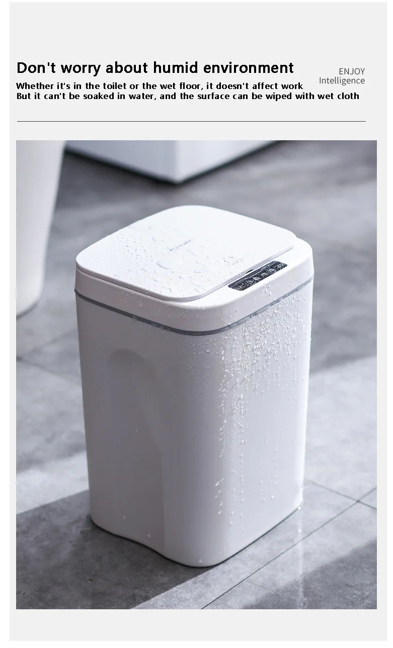 12-16L Smart Trash Can Automatic Sensor Dustbin Electric Waste Bin Waterproof Wastebasket For Kitchen Bathroom Recycling Trash