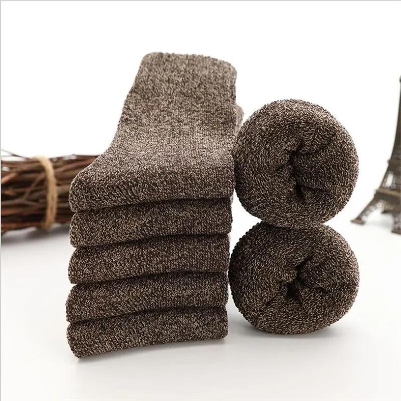 5 пар, зимние женские утепленные шерстяные кашемировые зимние носки, бесшовные махровые сапоги, носки для сна для шерстяного полотенца