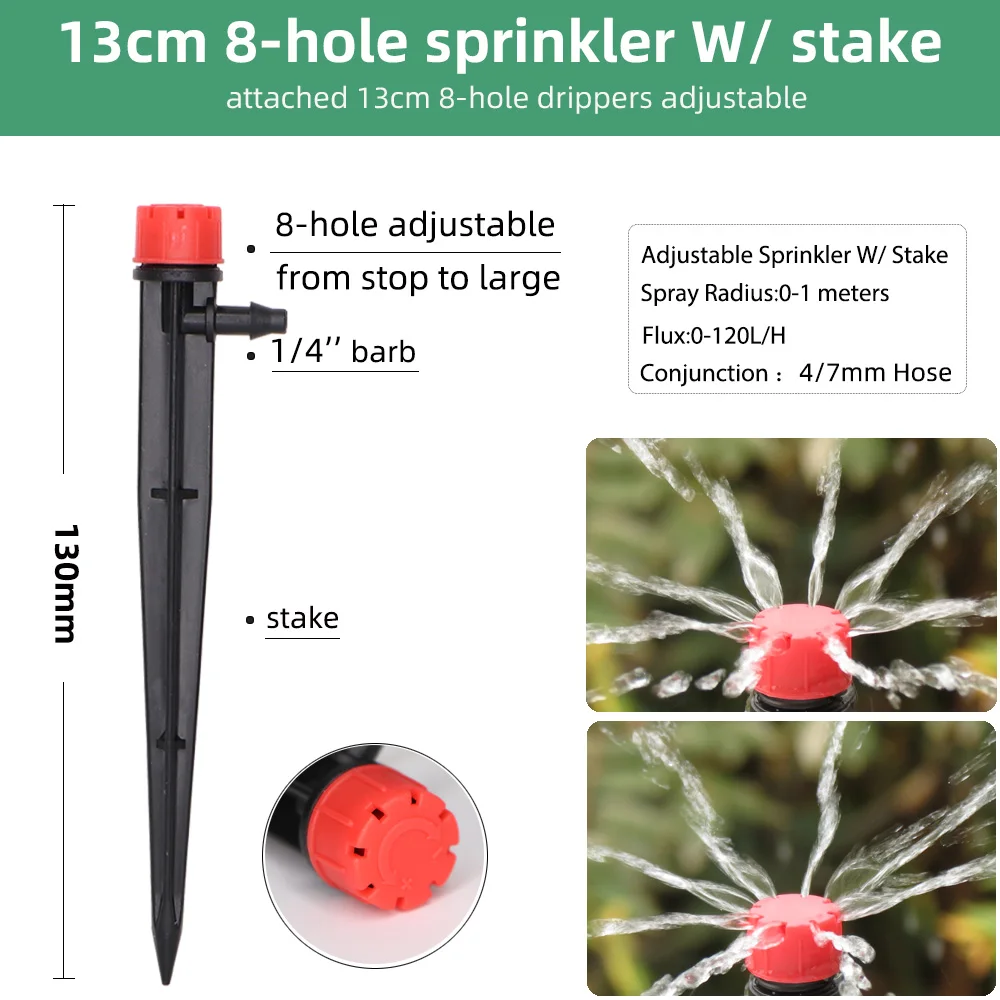 Gardening Watering Drip Stake Emitters Sprayer Vortex Sprinkler Misting Nozzles 15PCS fit 4/7mm Hose garden sprinkler plants irrigation kits drip irrigation
