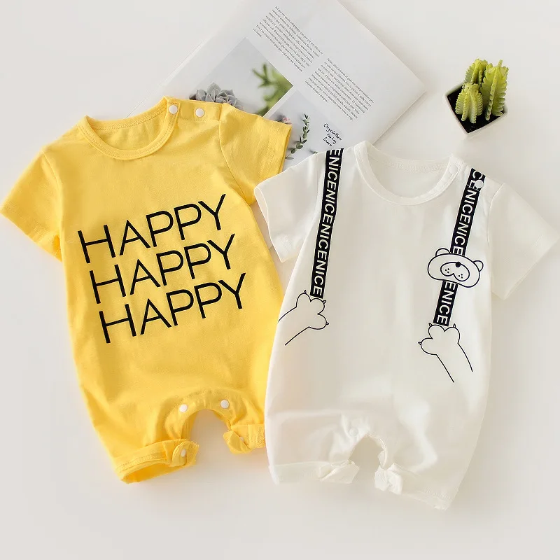 

Newborn Baby Boy Girl Summer Romper Clothes Toddler Infant Rompers Bebe Short-sleeved Thin Cotton Jumpsuit Outfit Child Clothing