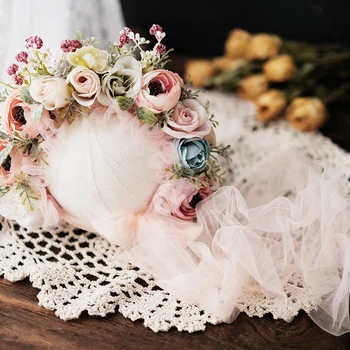 

New newborn photography props handmade flower hat baby accessories photo studio party decorations knitted hat
