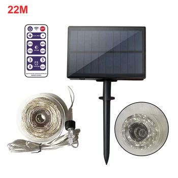 

Adjustable Brightness With Remote Control Festival Rechargeable LED String Lights Outdoor Garden Solar Powered Waterproof Party