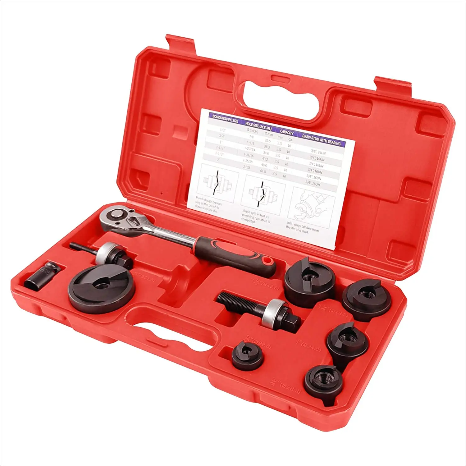 Manual Ratchet Knockout Hole Punch Driver Kit 1 2 to 2 inch 22 5 61 5mm jpg