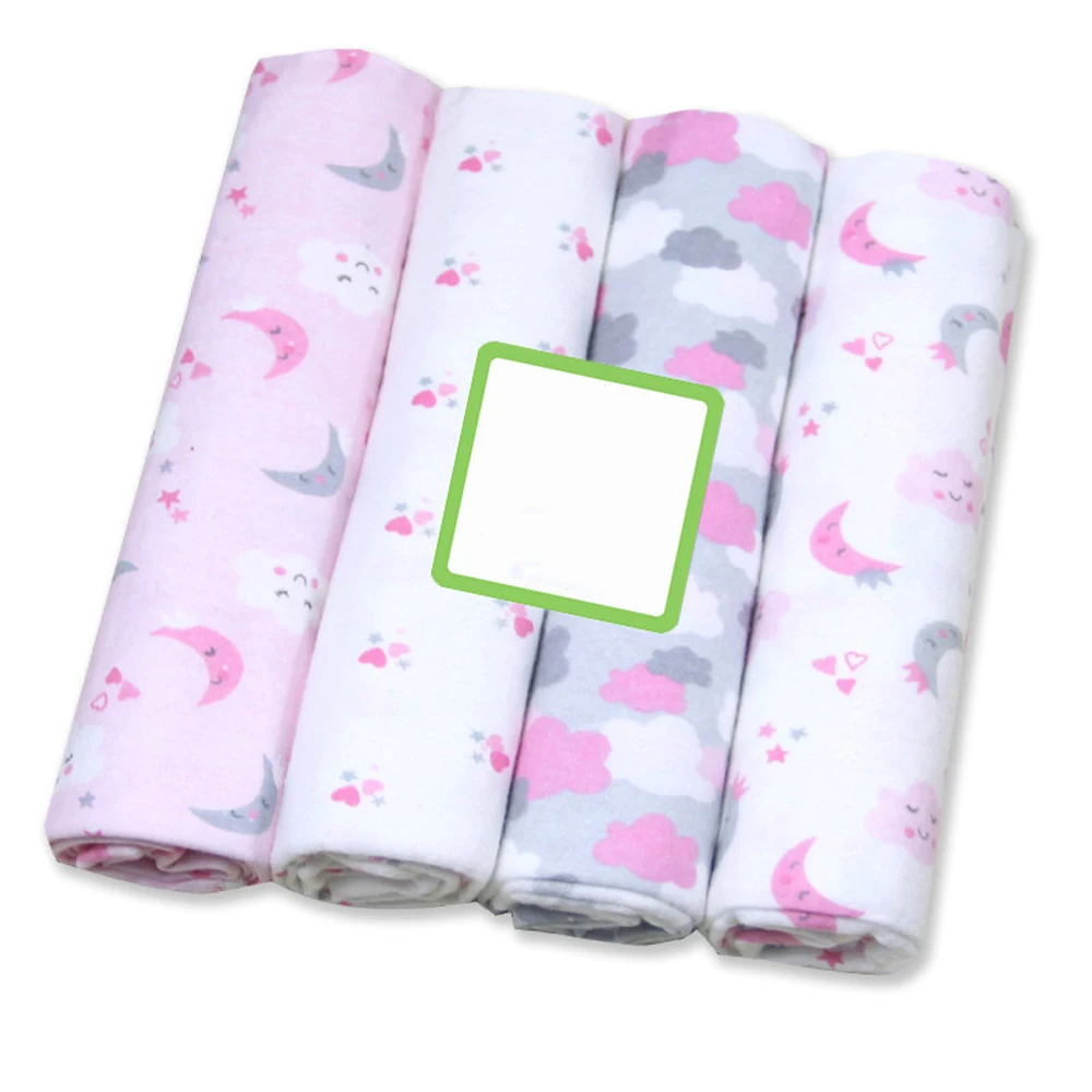 

4 Pcs/lot Printed Muslin Diapers Soft Baby Blanket Cotton Baby Blankets Newborn Flannel Receiving Swaddle Muslin Swaddle Wrap