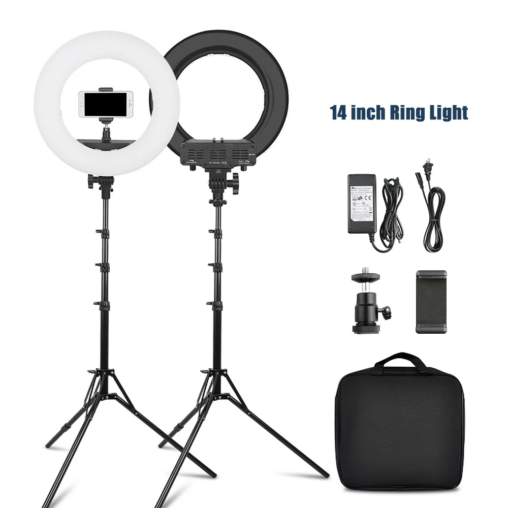 

RL-12A 14 inch Ring Lamp LED Ring Light Makeup Annular Lamp Bi-color 3200K-5500K Video Circular Light with Tripod for Youtube