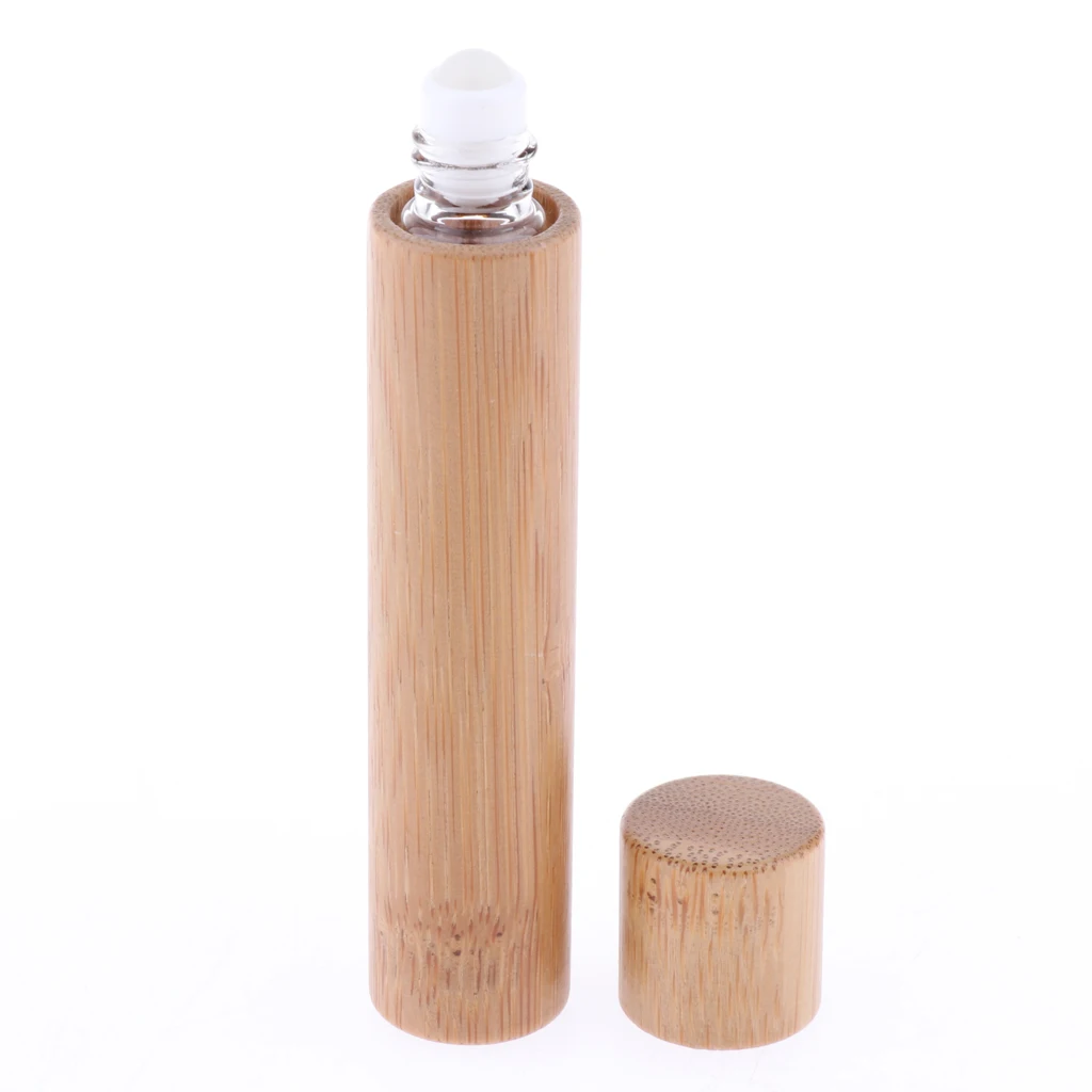 1Piece 10 ml /15ml Natural Bamboo Refillable Empty Essential Oils Makeup Roll-on Bottle Travel Sample Bottle 