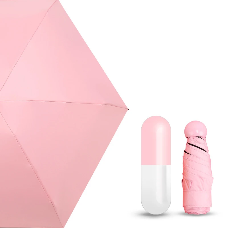 Pink Capsule Мини-капсула зонтик пятискладной солнцезащитный анти-УФ UPF50+ Зонт parapluie складной женский Карманный Зонт для женщин - Цвет: Pink Capsule