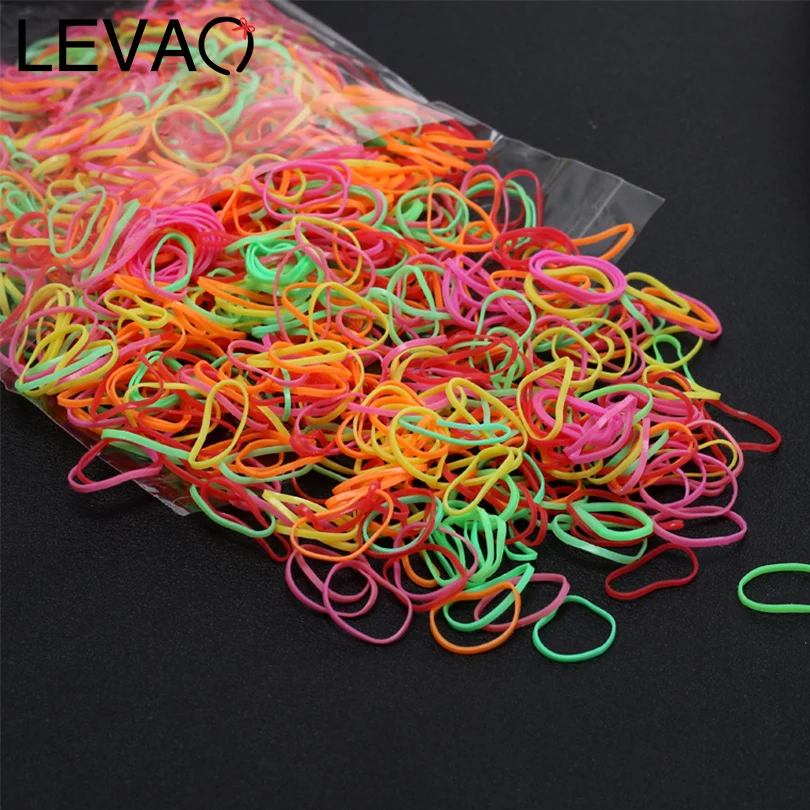 LEVAO 1000 шт./лот Для женщин Цвета Scrunchies эластичный повязка на голову Детские головные повязки резинкой нарисованной длинноволосой девочкой, галстуком-бабочкой резинка для волос аксессуары для волос