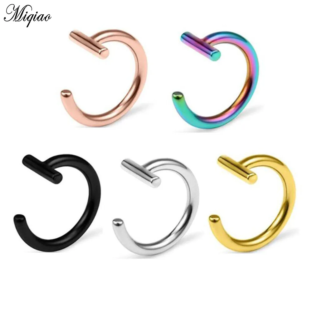 

Miqiao 2pcs Titanium Steel C-shaped Nose Ring Extra-fine Curved Nose Nail Piercing Jewelry Hot New Anti-allergic