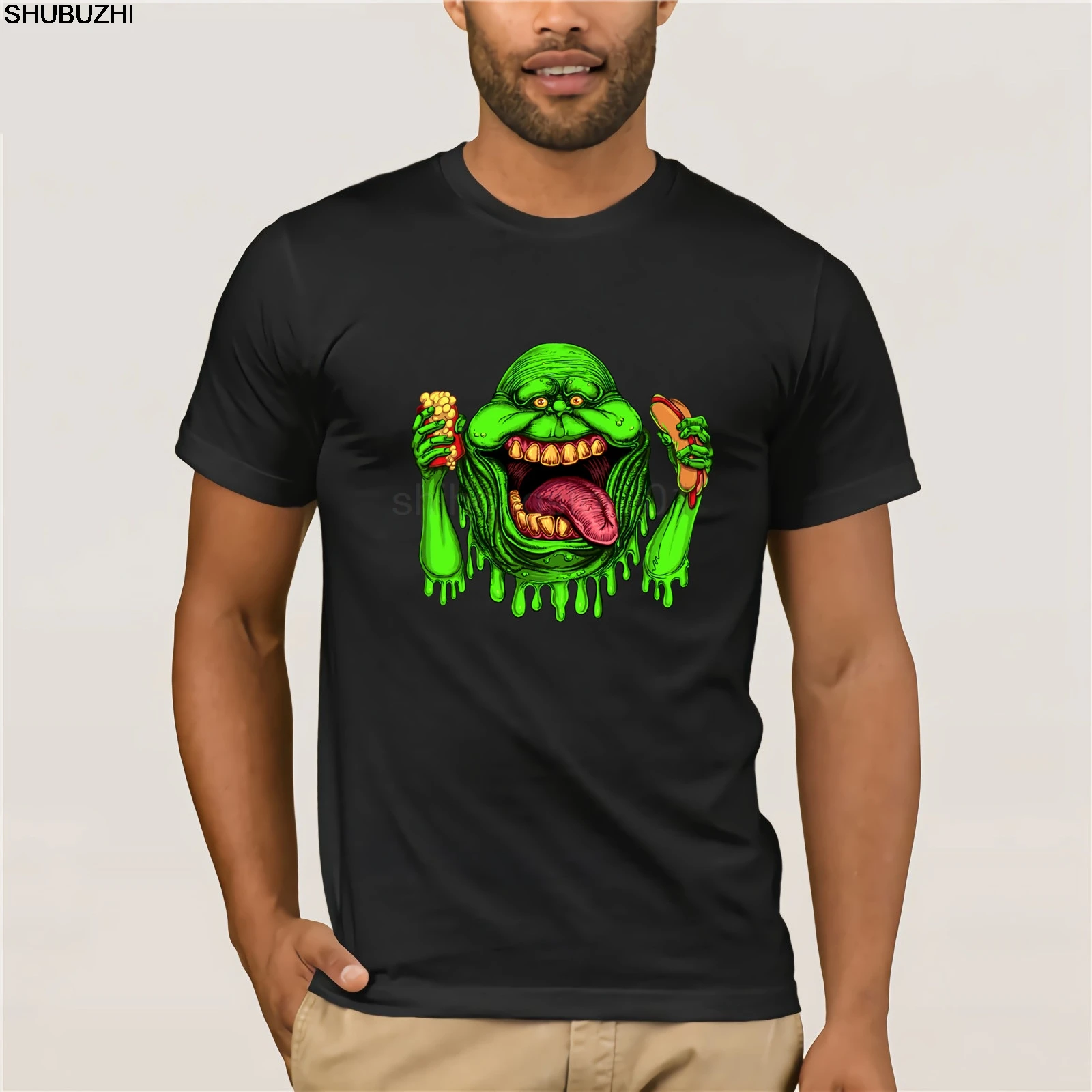 

Movie Shirt Ghostbusters Shirt Retro Pacman Graphic Movie Funny T Shirt Short Sleeves Cotton T-Shirt Fashion Top Tee