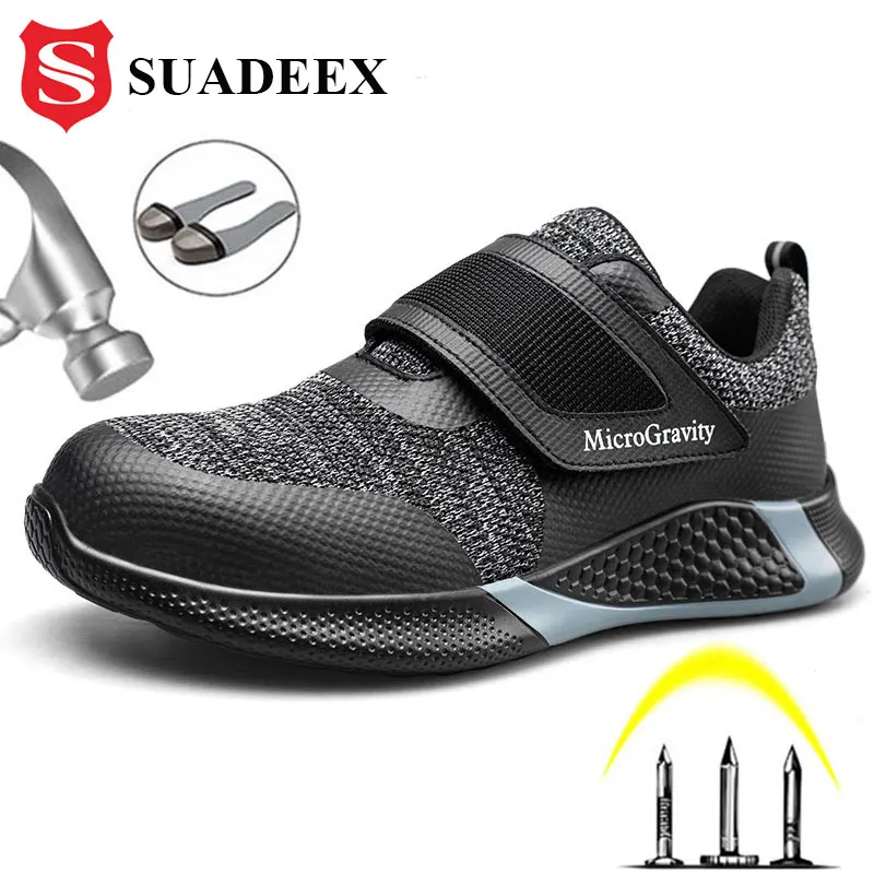 

SUADEEX Men's Safety Shoes Steel Toe Construction Protective Footwear Lightweight Shockproof Work Safety Sneaker Shoes For Men