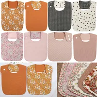 KLV Vintage Floral Double Sided Baby Bibs Cotton Linen Children's Bibs Waterproof Saliva Towel Scarf Bandana Feeding Baby Stuff 1