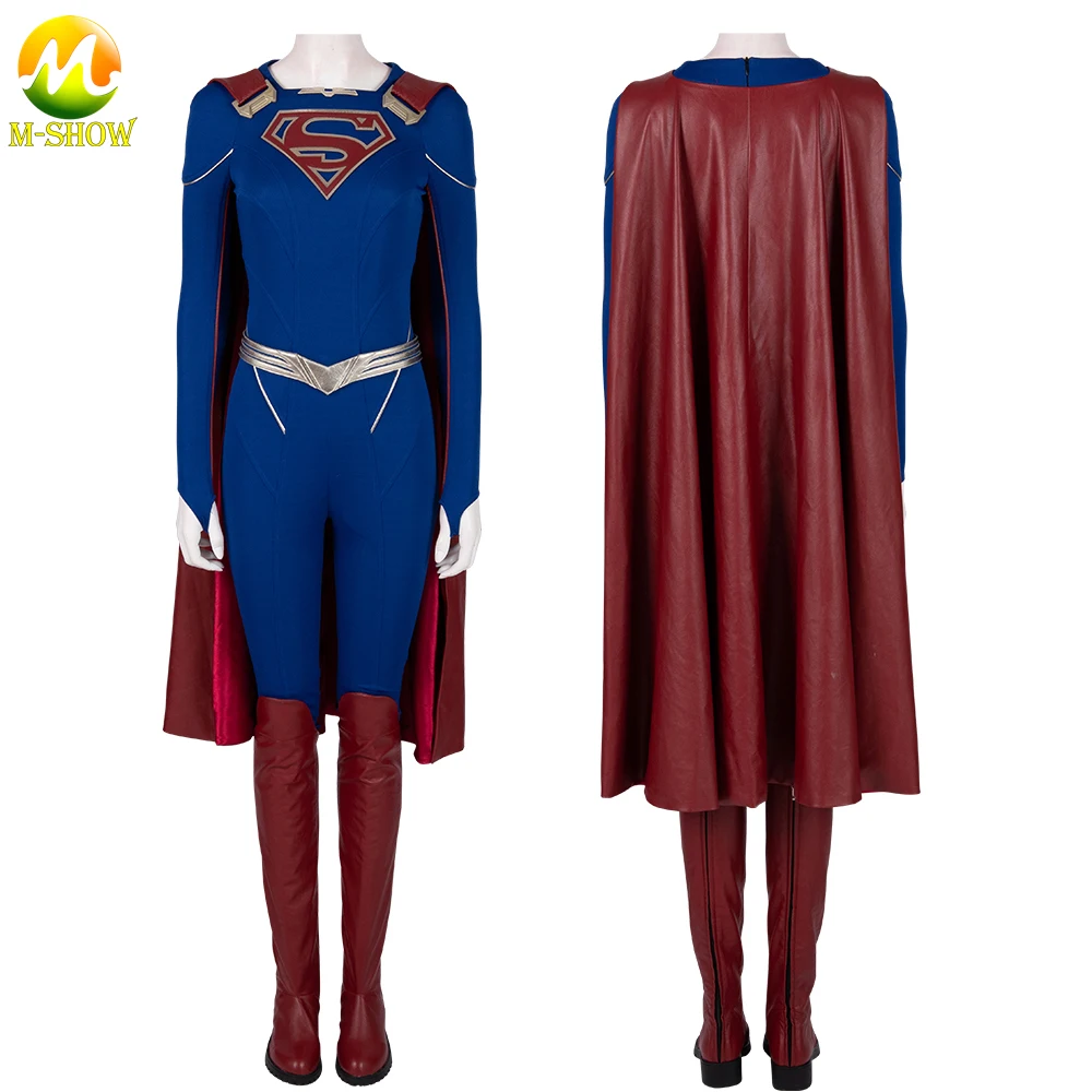 

Superhero Kara Zor El Cosplay Costume Blue Jumpsuit with Cape Fancy Women Uniforms for Halloween Carnival Party Any Size