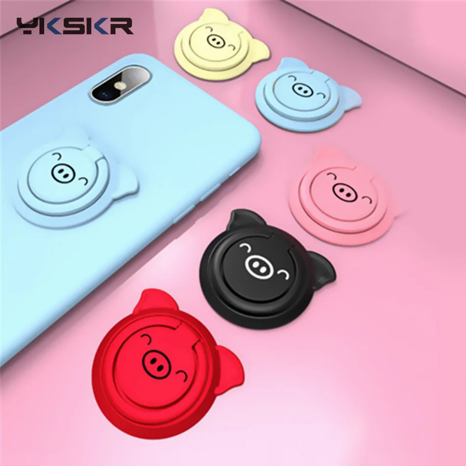 Piggy Cartoon Shape 360 Rotate Finger Ring Stand Car Phone Holder For iPhone X Huawei Samsung Xiaomi Mobile phone holder Ring