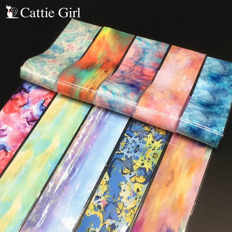 

10sheets/set Water Marble Nail Foil Set Transfer Paper Design Nail Art Stickers Marble Stone Nail Foils Tattoo Nail Decals