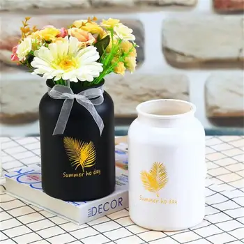 

Creative Glass Flower Vase Bottle Container Flower Arrangement Home Desktop Decor (White)