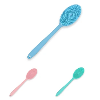 

HOT SALE Silicone Double Side Bath Long Handle Back Brushes Massage Shower Cleaning Remove Exfoliating Bathroom Wash Brush