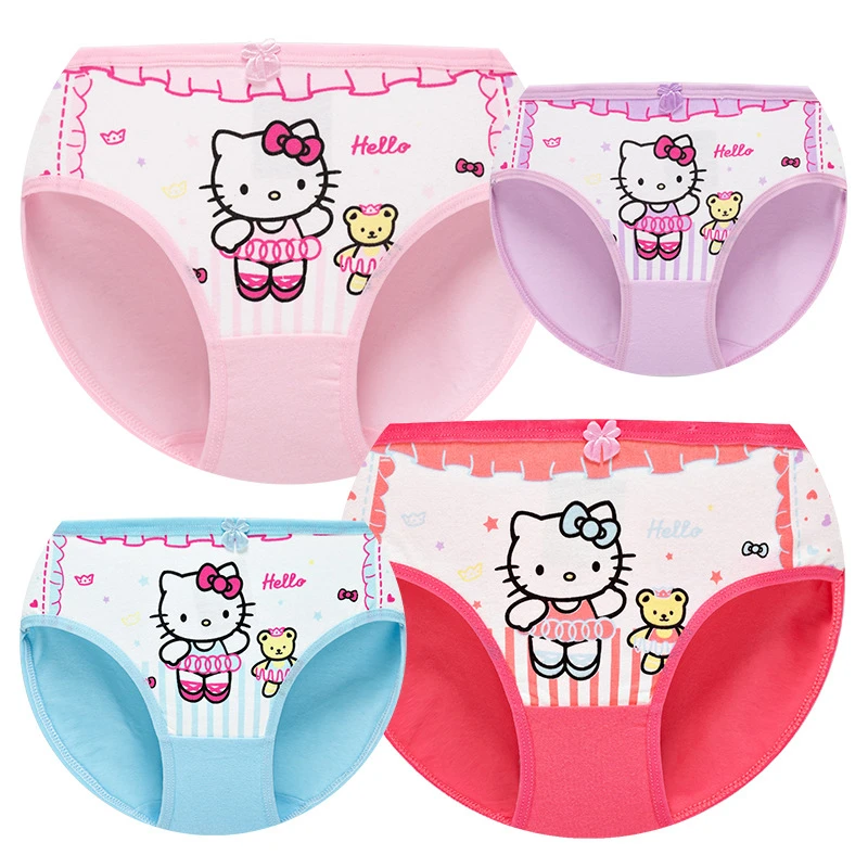 Синий 4Pcs/set Cotton Panties For Girls Kids Short Briefs Baby Girl Underwear Children Underwear Child Cute Cartoon Shorts Underpant - Цвет: Синий