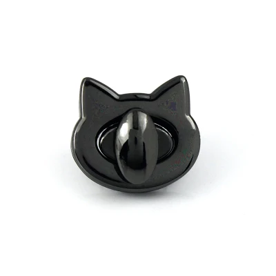 Metal Cute Cat Bag Turn Lock Twist Lock Clasp For Leather Craft Women Handbag Shoulder Bag DIY Bag Hardware Accessories - Цвет: Black