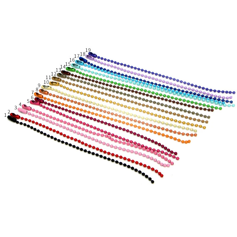 

20Pcs/Lot 2.4MM*15CM Candy Color Metal Round Ball Bead Chains For DIY Making Key Chain Hang Tags Connector Jewelry
