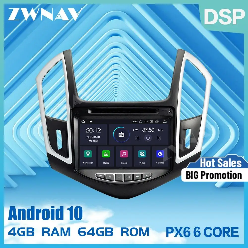 

PX6 4G+64G Android 10.0 car dvd for Chevrolet Cruze 2013 2014 2015 gps navigation radio video stereo multimedia player head unit