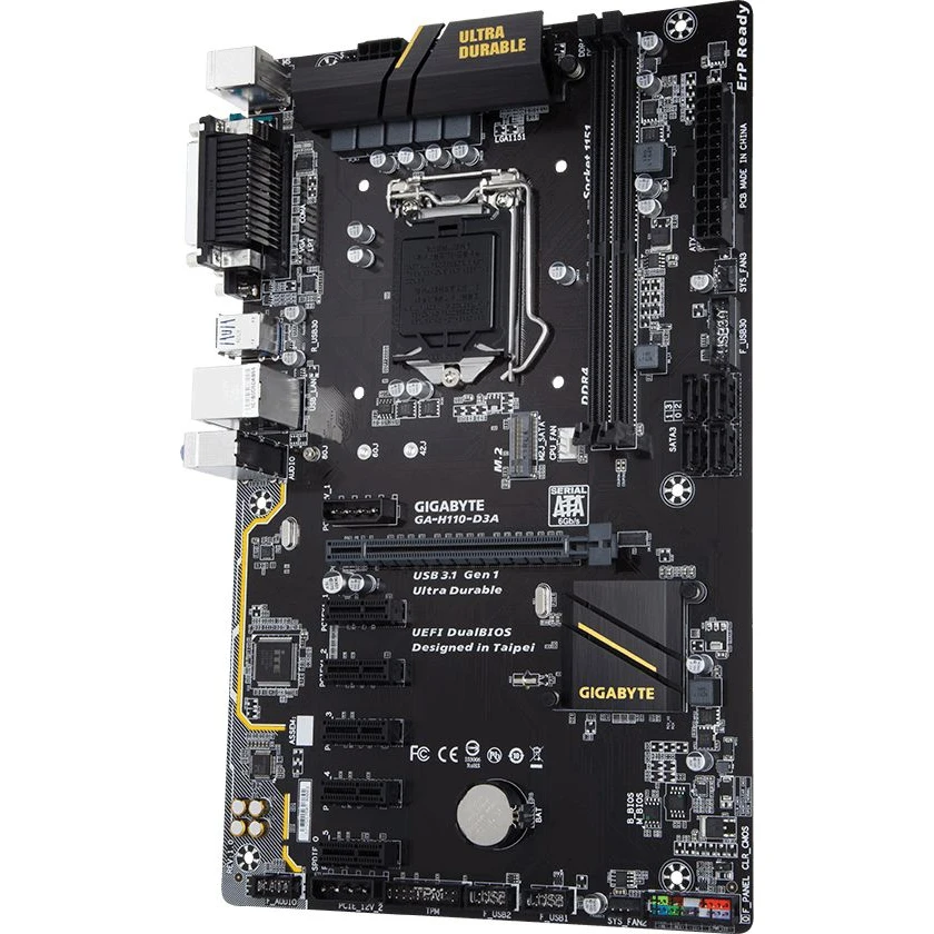Материнская плата Gigabyte GA-H110-D3A Soc-1151 Intel H110 2xDDR4 ATX AC`97 8ch(7.1) GbLAN+VGA
