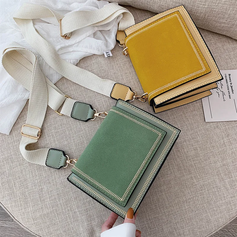 

Nubuck Women Messenger Bag 2019 New Fashion Casual Scrub Shoulder Crossbody Bag Brand Designer Small Square Suede Handbag