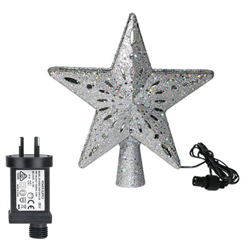 США/ЕС/Великобритания/Австралия штекер 3D Мерцающая звезда Рождественская елка вечерние ночные лампы Рождественский ночник Снежный проектор светильник дропшиппинг - Цвет: Pentagram AU