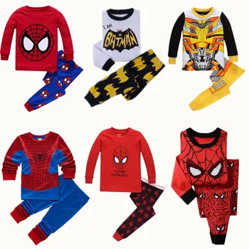 

Spring Autumn Baby Boys Clothes Girl Sleepwear Avenger Kids Pajamas Children Spiderman Sets Batman Pyjamas Toddle new Clothing