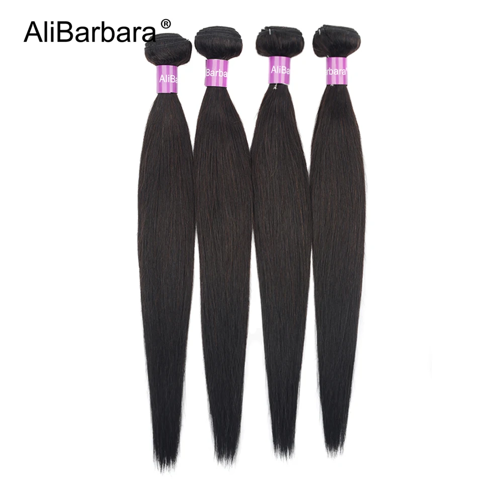 

AliBarbara Remy Peruvian Straight bundles Human Hair Weave Extensions 8-28inch Human Hair Bundles Double weft fast shipping