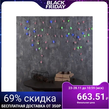 

Garland "Fringe" 3 х 0.5 m with "Hedgehogs" attachments, IP20, transparent thread, 80 LED, RG / RB glow, blinking, 220 V