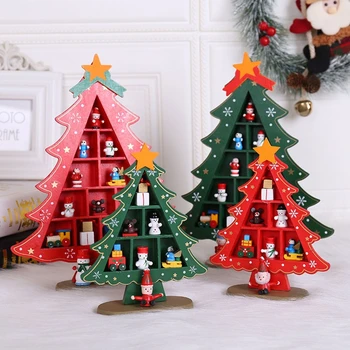 

Christmas Tree Ornament Painted Star Wooden Crafts Xmas New Year Decoration Home Party Supply