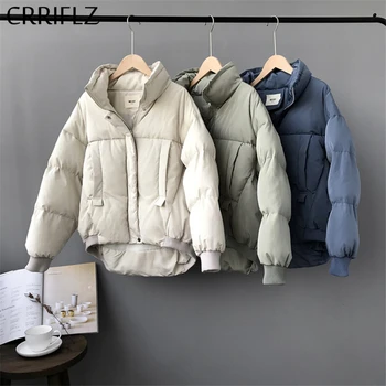 

Winter Warm Jackets Women Short Stand Collar Long Sleeve Parka Coat 2020 New CRRIFLZ
