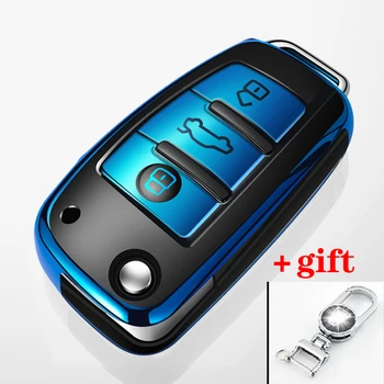 

2020 TPU+ABS Car Folding Key Cover Holder For Audi A8 A6 C5 A3 Q3 Q7 R8 Auto Remote Protective Case Shell keychain Accessories
