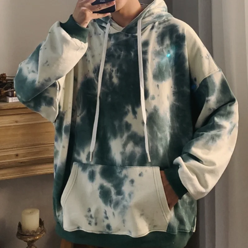  Autumn Hoodies Men Fashion Tie Dyed Printed Casual Cotton Hoodie Men Hooded Sweatshirt Man Streetwe